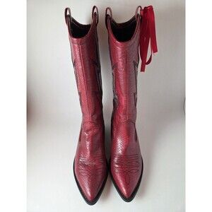 Dirty Laundry Josea Red Snake Boots Women's 6 Western Cowboy Lightning Bolt